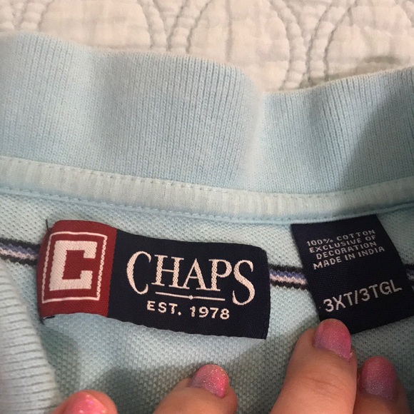 Chaps Big & Tall Cotton Blue Mesh Polo Shirt 3XLT - Picture 2 of 5